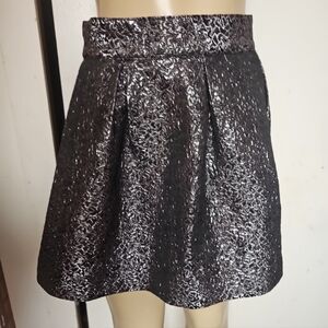 Frenchi Black and Silver Textured Skater Skirt
